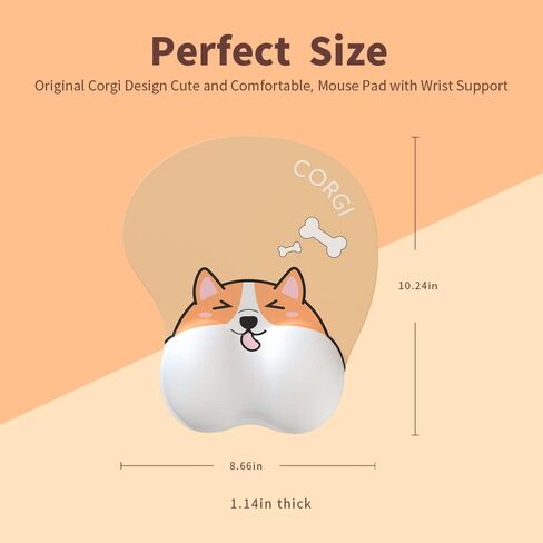 Funny Corgi Ergonomic Mouse Pad with Wrist Support, Non-Slip Backing Corgi Anime Cute Gel Mouse Pad Wrist Rest, Easy-Typing and Pain Relief for Gaming Office Computer Laptop (Corgi) in Saudi Arabia