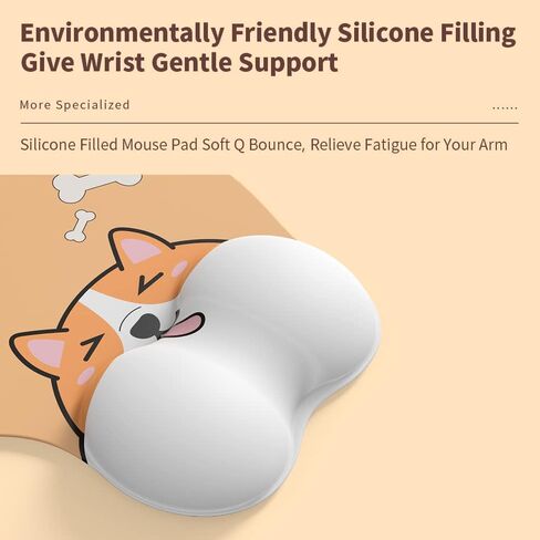 Funny Corgi Ergonomic Mouse Pad with Wrist Support, Non-Slip Backing Corgi Anime Cute Gel Mouse Pad Wrist Rest, Easy-Typing and Pain Relief for Gaming Office Computer Laptop (Corgi) in Saudi Arabia