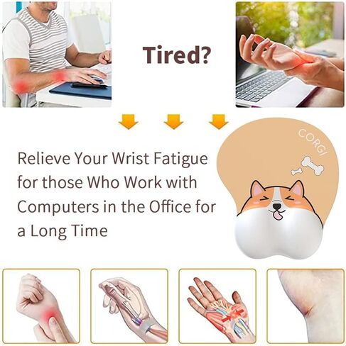 Funny Corgi Ergonomic Mouse Pad with Wrist Support, Non-Slip Backing Corgi Anime Cute Gel Mouse Pad Wrist Rest, Easy-Typing and Pain Relief for Gaming Office Computer Laptop (Corgi) in Saudi Arabia