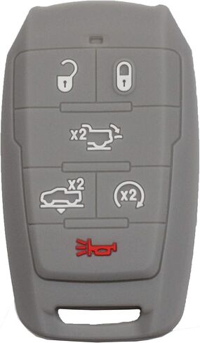 2pcs 5 Buttons w/Tailgate Rubber Silicone Remote Smart Key Fob Case Cover Skin Protector Holder Jacket Compatible with Dodge Ram 1500 2019 2020 2021 Black Pink in Saudi Arabia