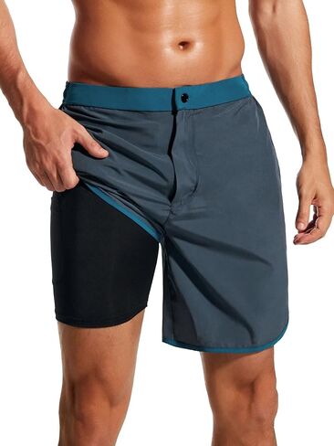 SILKWORLD Mens Swim Trunks Quick Dry 2 in 1 Swimming Shorts Suits with Compression Liner in Saudi Arabia