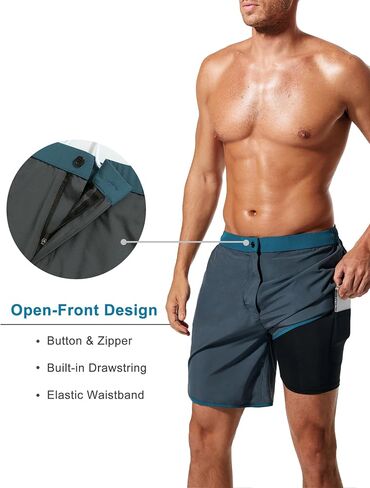 SILKWORLD Mens Swim Trunks Quick Dry 2 in 1 Swimming Shorts Suits with Compression Liner in Saudi Arabia