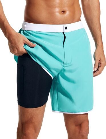 SILKWORLD Mens Swim Trunks Quick Dry 2 in 1 Swimming Shorts Suits with Compression Liner in Saudi Arabia