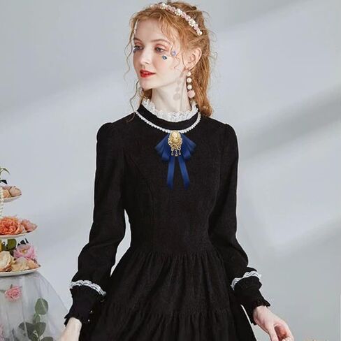 Retro Court style Crystal Ribbon Bow Tie Brooch Pins for Women Girls Victorian Cameo Bow Brooch Pre-Tied Bowknot Corsage Collar accessory in Saudi Arabia
