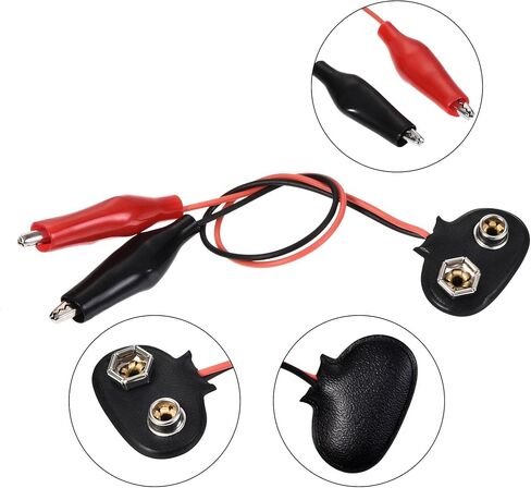 uxcell 9V Battery Snap Connector to Insulated Dual Alligator Clips Test Cable 13cm Length for Electric Testing Work, 5 Pcs in Saudi Arabia
