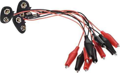 uxcell 9V Battery Snap Connector to Insulated Dual Alligator Clips Test Cable 13cm Length for Electric Testing Work, 5 Pcs in Saudi Arabia