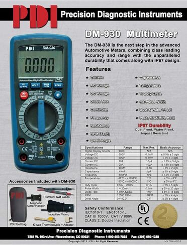 جهاز قياس متعدد محمول باليد من PDI DM-930، أزرق in Kuwait