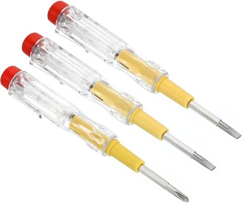 جهاز اختبار الجهد الكهربي AC 150-500 فولت من PATIKIL، قلم اختبار مفك براغي فيليبس المشقوق مع مشبك أنبوب نيون، أصفر شفاف، مجموعتان in Kuwait
