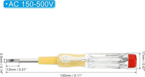 PATIKIL Voltage Tester AC 150-500V Contact Electrical Detector Slotted Phillips Screwdriver Tester Pen with Neon Tube Clip, Clear Yellow, 2 Set in Saudi Arabia