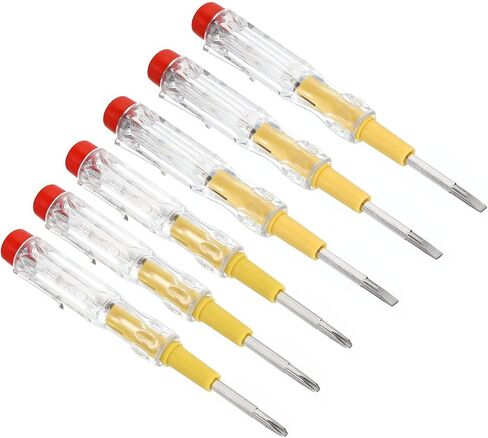 PATIKIL Voltage Tester AC 150-500V Contact Electrical Detector Slotted Phillips Screwdriver Tester Pen with Neon Tube Clip, Clear Yellow, 2 Set in Saudi Arabia