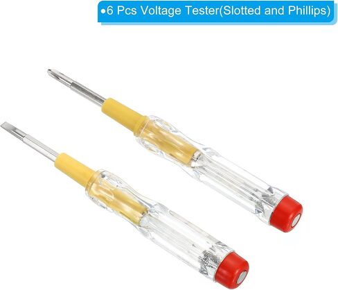 PATIKIL Voltage Tester AC 150-500V Contact Electrical Detector Slotted Phillips Screwdriver Tester Pen with Neon Tube Clip, Clear Yellow, 2 Set in Saudi Arabia