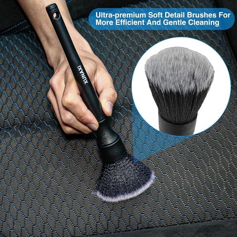 4pcs Car Detailing Brush Set Include 2 Ultra Soft Detailing Brushes, Car Duster Interior Brush, Car Wash Sponges for Scratch-Free Cleaning Interior Exterior, Wheels, Air Vent, Leather Seat in Saudi Arabia