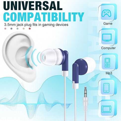 100 Pack Kids Earbuds Wired Earphones Wired Earbuds Multipack Earbuds Earphones Headphones Earbuds for School Library Museum Classroom Students (Mixed Colors) in Saudi Arabia
