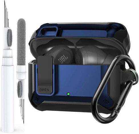 لـ JBL Vibe 200TWS/JBL Vibe Beam حافظة قفل بمشبك مع مجموعة تنظيف، غطاء حماية رائع JBL Vibe 200TWS للرجال والنساء مع حلقة تسلق متوافقة مع حافظة شحن JBL Vibe Beam - أسود in Kuwait