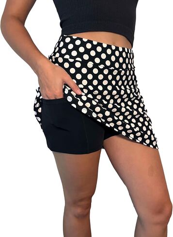 Black & White Polka Dot Slim Style Golf/Tennis Skort/Skirt in Saudi Arabia