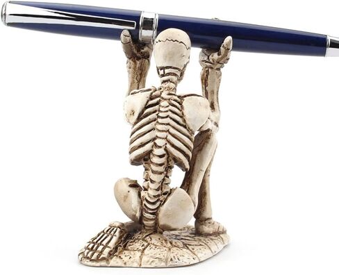 Skull Pen Holder, Durable Portable Resin Skeleton Pen Holder Stand, Office Storage Skull Decoration, Halloween Decorations, Home Decorations (White) in Saudi Arabia