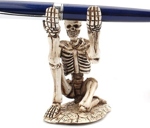 Skull Pen Holder, Durable Portable Resin Skeleton Pen Holder Stand, Office Storage Skull Decoration, Halloween Decorations, Home Decorations (White) in Saudi Arabia