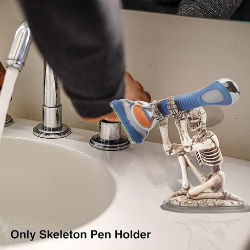 Skull Pen Holder, Durable Portable Resin Skeleton Pen Holder Stand, Office Storage Skull Decoration, Halloween Decorations, Home Decorations (White) in Saudi Arabia