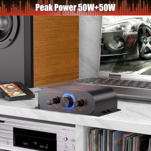 مضخم طاقة صوتي بحد أقصى 50 وات × 2، مكبر صوت صغير بقناتين من الفئة D مع مدخل RCA لمكبر صوت السيارة المنزلي ودورة الألعاب DIY، مستقبل مضخم الصوت المنزلي هاي فاي (بدون محول الطاقة) in Kuwait