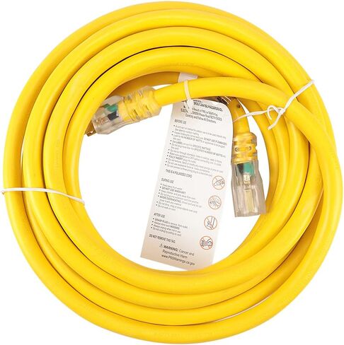 EP 3 Ft Lighted Outdoor Extension Cord - 10/3 SJTW Heavy Duty Black Extension Cable with 3 Prong Grounded Plug for Safety, UL Listed in Saudi Arabia