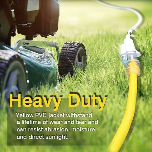 EP 3 Ft Lighted Outdoor Extension Cord - 10/3 SJTW Heavy Duty Black Extension Cable with 3 Prong Grounded Plug for Safety, UL Listed in Saudi Arabia