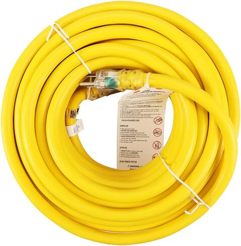 EP 3 Ft Lighted Outdoor Extension Cord - 10/3 SJTW Heavy Duty Black Extension Cable with 3 Prong Grounded Plug for Safety, UL Listed in Saudi Arabia
