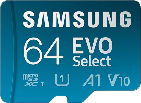 SAMSUNG EVO Select Micro SD -Memory -Card + Adapter, 64GB microSDXC 130MB/s Full HD & 4K UHD, UHS-I, U1, A1, V10, Expanded Storage for Android Smartphones, Tablets, Nintendo -Switch (MB-ME64KA/AM) in Saudi Arabia