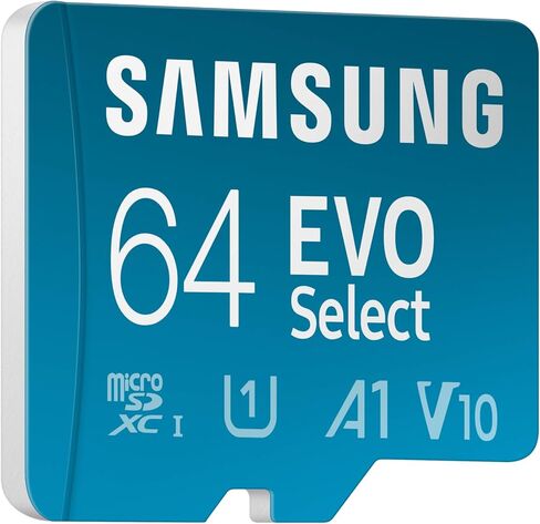 SAMSUNG EVO Select Micro SD -Memory -Card + Adapter, 64GB microSDXC 130MB/s Full HD & 4K UHD, UHS-I, U1, A1, V10, Expanded Storage for Android Smartphones, Tablets, Nintendo -Switch (MB-ME64KA/AM) in Saudi Arabia