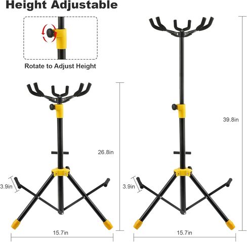 حوامل جيتار متعددة، حامل جيتار ثلاثي قابل للطي وقابل للتعديل مع حامل للرقبة، حامل أرضي عالمي للقيثارات الكهربائية الصوتية، باس بانجوس، حامل جيتار ثلاثي القوائم يحمل 3 جيتار معًا in Kuwait
