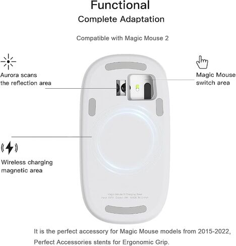 دعامات قاعدة شحن لاسلكية مريحة للجيل الثاني من Magic Mouse، دعامات إكسسوارات مثالية لقبضة مريحة، وزيادة الراحة والتحكم الكامل، وتدعم قاعدة شحن لاسلكية سريعة (عبوة واحدة) in Kuwait