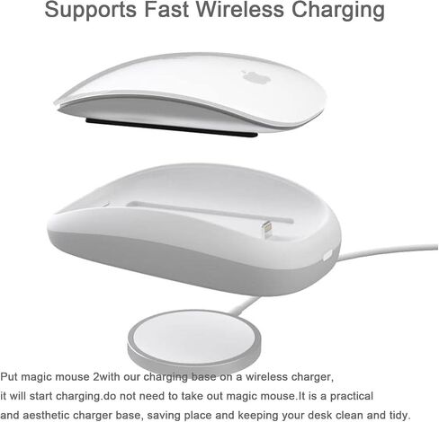 دعامات قاعدة شحن لاسلكية مريحة للجيل الثاني من Magic Mouse، دعامات إكسسوارات مثالية لقبضة مريحة، وزيادة الراحة والتحكم الكامل، وتدعم قاعدة شحن لاسلكية سريعة (عبوة واحدة) in Kuwait