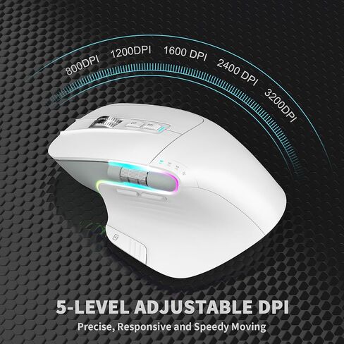 LeadsaiL Wireless Mouse for Laptop, 2.4G Rechargeable Bluetooth5.2 Computer Mouse, Controlling 4 Devices, Up to 3200DPI, Ergonomic Optical Mouse for PC, Notebook, Grey in Saudi Arabia