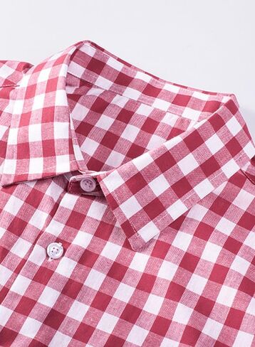 JMIERR Mens Casual Button Down Short Sleeve Shirts 100% Cotton Plaid Summer Shirts for Men with Pockets in Saudi Arabia