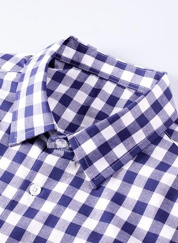 JMIERR Mens Casual Button Down Short Sleeve Shirts 100% Cotton Plaid Summer Shirts for Men with Pockets in Saudi Arabia