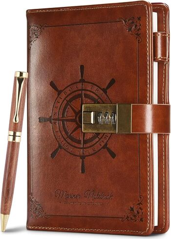 Lock Diary, Leather Writing Journal with Pen, Vintage Writing Notebook Refillable Combination Locked Journal Planner Agenda Personal Diary,Gift for Women Girls Boys Adult(Black) in Saudi Arabia