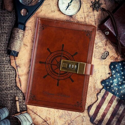Lock Diary, Leather Writing Journal with Pen, Vintage Writing Notebook Refillable Combination Locked Journal Planner Agenda Personal Diary,Gift for Women Girls Boys Adult(Black) in Saudi Arabia