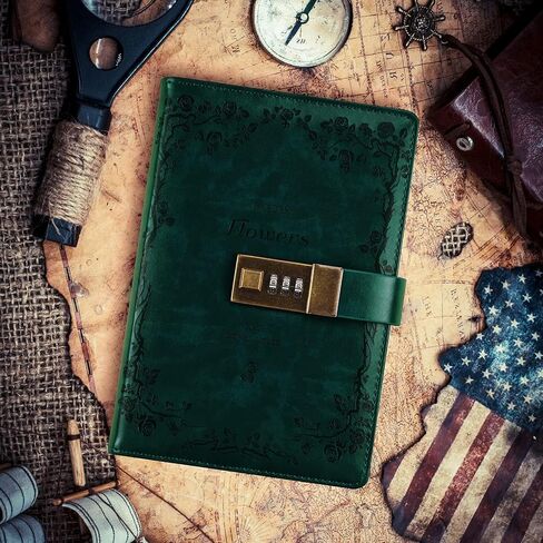 Lock Diary, Leather Writing Journal with Pen, Vintage Writing Notebook Refillable Combination Locked Journal Planner Agenda Personal Diary,Gift for Women Girls Boys Adult(Black) in Saudi Arabia
