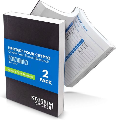دفتر تخزين عبارات بذور التشفير من ستوريوم - كتاب ورقي حجري مقاوم للماء - حافظ على عبارة استرداد العملة المشفرة الخاصة بك آمنة ومأمونة - مجلة احتياطية لمحفظة التخزين البارد - حجم الجيب 2 حزمة in Saudi Arabia