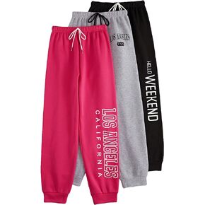Floerns Women's 3 Piece Graphic Print Drawstring Waist Jogger Sweatpants
