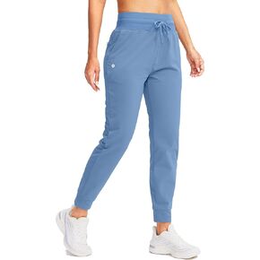 SANTINY Women's Fleece Lined Joggers Water Resistant High Waisted Thermal Sweatpants Winter Pants Hiking Running Pockets(Niagara_M)