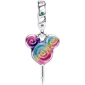 H.ZHENYUE Mickey S926 Sterling Silver Charm Pendant Dangle Beads Mickey Lollipop for Bracelet Necklace for Women Girls Gifts