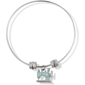 Sewing Machine Light Blue Fancy Charm Bangle