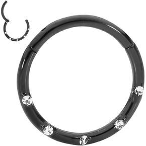 365 Sleepers 16G Surgical Steel 8mm 10mm Gem Hinged Hoop Segment Lip Nose Ring Helix Tragus Septum Earring Unisex Body Piercing Jewelry