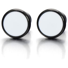 Mens Womens Stud Earrings Stainless Steel Illusion Tunnel Plug Screw Back, 2pcs
