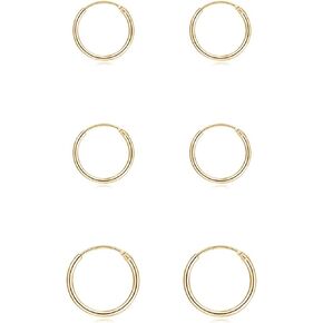 Silver Hoop Earrings for Women Men Girls- Cartilage Earring Endless Small Hoop Earrings Set,3 Pairs of Hypoallergenic 925 Sterling Silver Tragus Earrings Nose Lip Rings