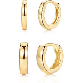 Small Cartilage hoop earrings for men & women- 4 pairs 8mm Mini Silver Huggie hoop earrings, 2mm/3mm in Width