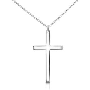 Cross Necklace for Men Sterling Silver 22-24 inch Men Cross Chain As Men's Jewelry, Silver Cross Pendant Necklace for Women Boys Teen