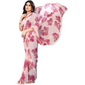 Fab Indian Sarees for Women's Saree New All Over Fancy Flower Prints Saree with Border sari & Blouse Piece