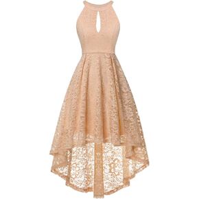 FAIRY COUPLE Women's Hi-Low Halter Neck Vintage Bridesmaid Formal Cocktail Dress