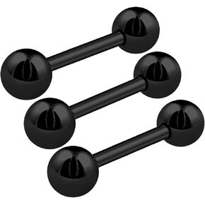 14g 14 gauge 1.6mm 1/2 12mm long anodized steel tongue bars ear nipple barbell ring balls 3Pcs
